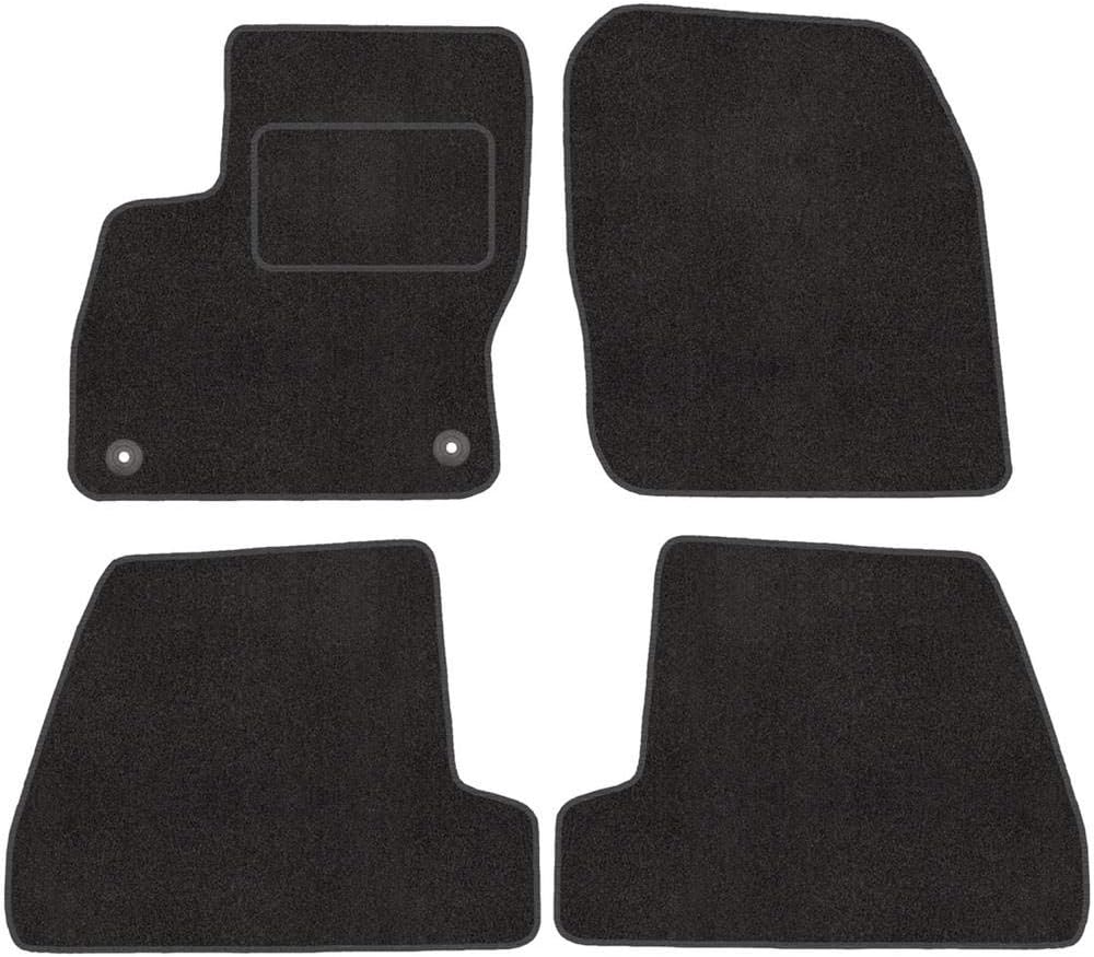 Fussmatten mit Clips 4er Set für Ford Focus 3 MK3 2011-2018 Velours Automatten Vorne, Hinten + Clips