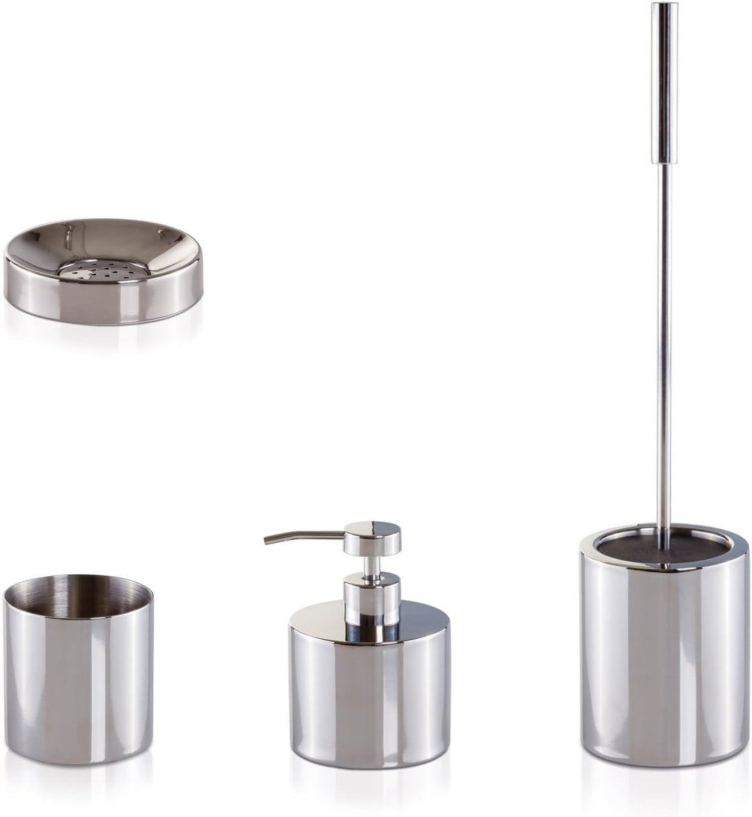 Möve 44043 Deco Toilettenbürste 10 x 49 cm aus Edelstahl, silver Silber, Silber