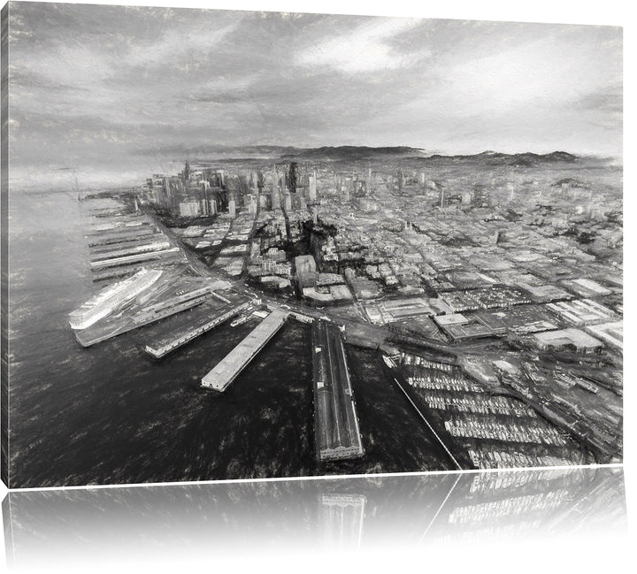 Pixxprint San Francisco bei Sonnenuntergang als Leinwandbild/Grösse: 100x70 cm/Wandbild/Kunstdruck/f
