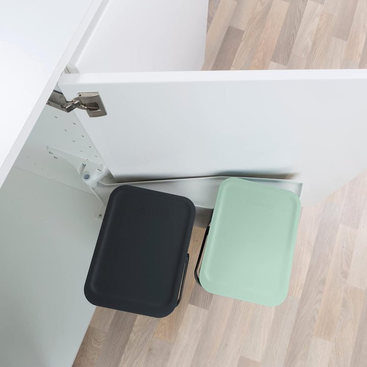Brabantia Sort and Go Einbaubehälter, 2 x 12 l, Jadegrün/Grau