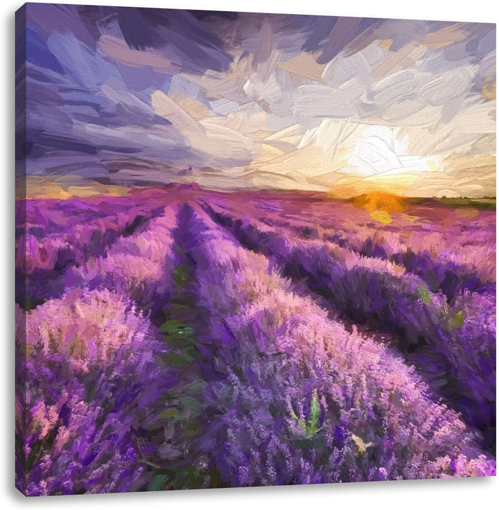 Pixxprint Lavendelfeld in der Provence als Leinwandbild/Grösse: 70x70 cm/Wandbild/Kunstdruck/fertig