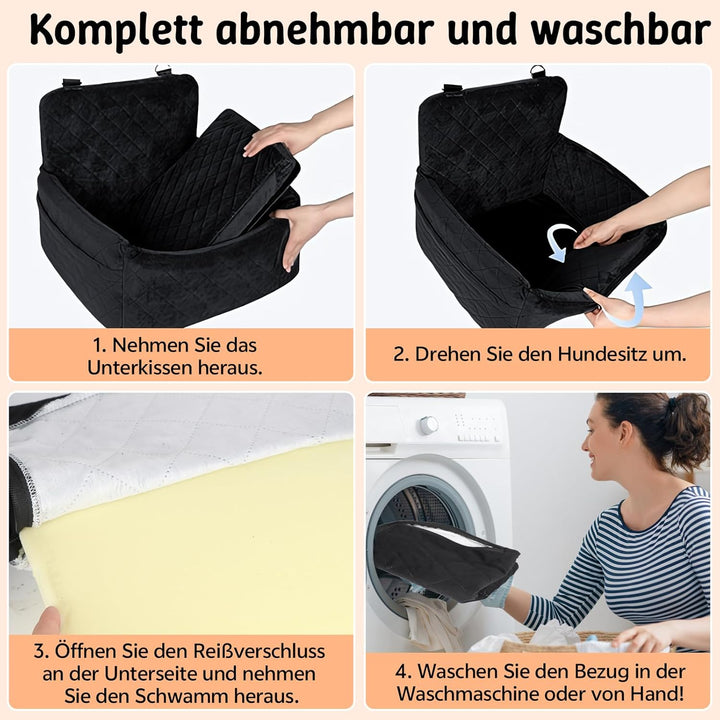 Hunde Autositz für Kleine Hunde, Hundesitz Auto mit dickem Memory-Schaum, Auto-Sitzerhöhung hundeaut