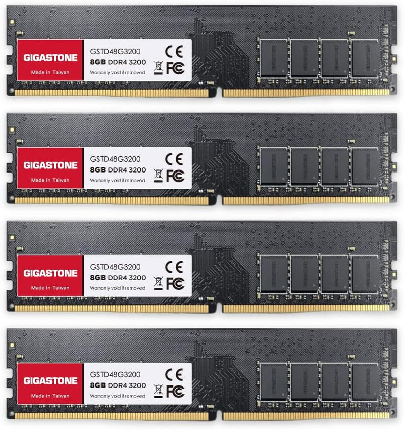 [DDR4 RAM] Gigastone Desktop RAM 32GB (4x8GB) DDR4 Ram 32GB DDR4-3200MHz PC4-25600 CL22 1.2V UDIMM 2