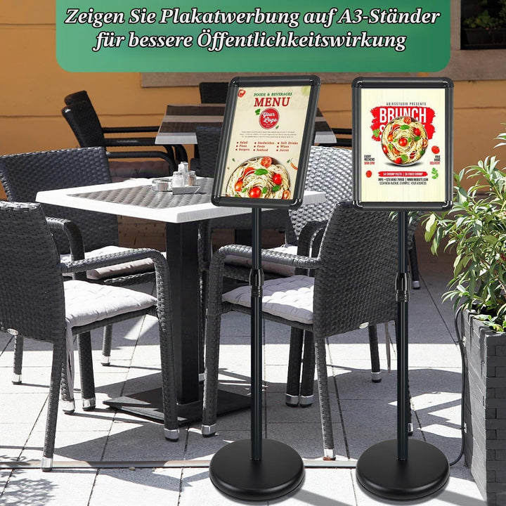 Mutualsign Infoständer A3 Aluminium Plakatständer Höhenverstellbar posterständer Informationsständer
