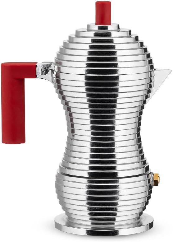 Alessi MDL02/1 R Kaffeekanne, Aluminium, rot, 7.5 x 10.5 x 13.5 cm Rot 7.5 x 10.5 x 13.5 cm Für 1 Ta