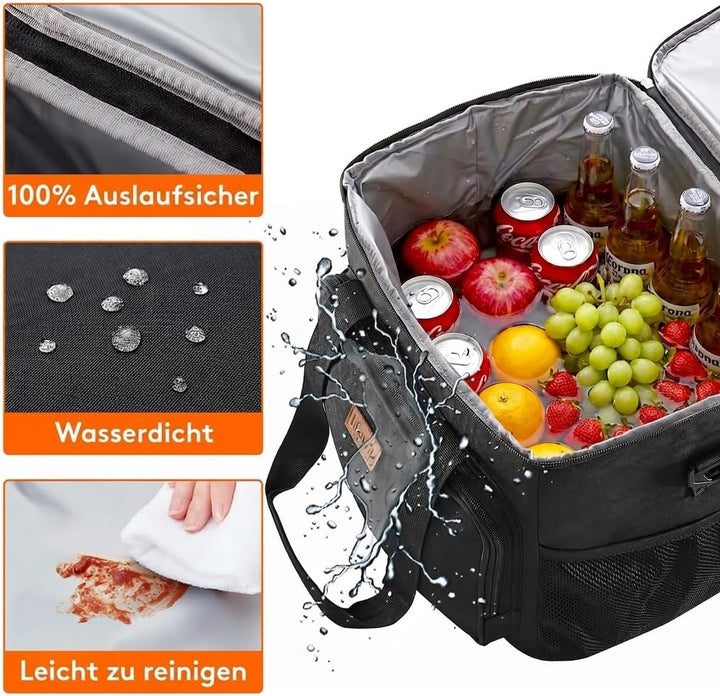 Lifewit Kühltasche klein, Isolierte Cooler Bag, Lunchtasche 32L 48 Dosen Schwarz 32L, Schwarz 32L