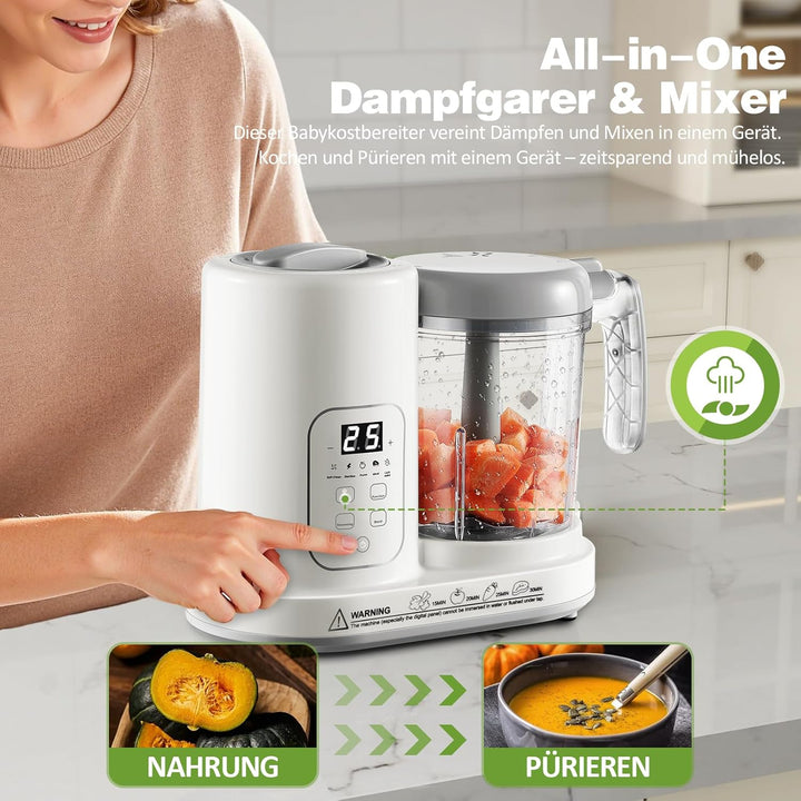 TopStrong Babynahrungszubereiter, Baby Food Maker Dampfgarer mit Dämpfen, Mixen, Auftauen & Erwärmen
