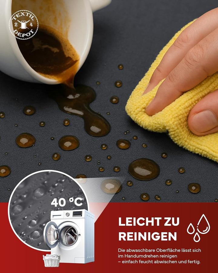 texpot Gartentischdecke 160 x 260 cm in Dunkelgrau mit Leinen Optik Lotuseffekt Fleckschutz Bügelfre