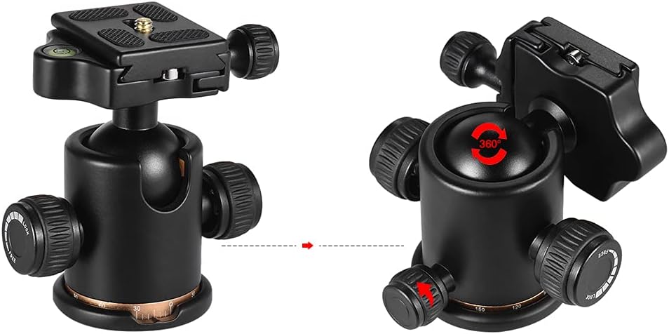 Andoer Mini Stativkopf Kugelkopf, Kamera Stativ Stativköpfe mit Schnellwechselplatte 1/4 zoll Schrau