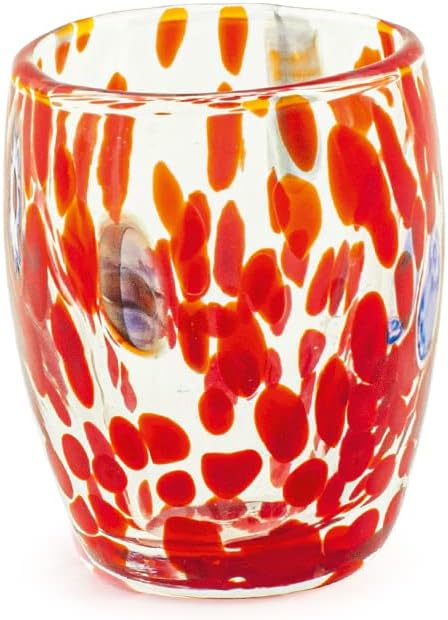 H&h set 6 bicchieri veneziano in vetro decorato multicolore cl 5