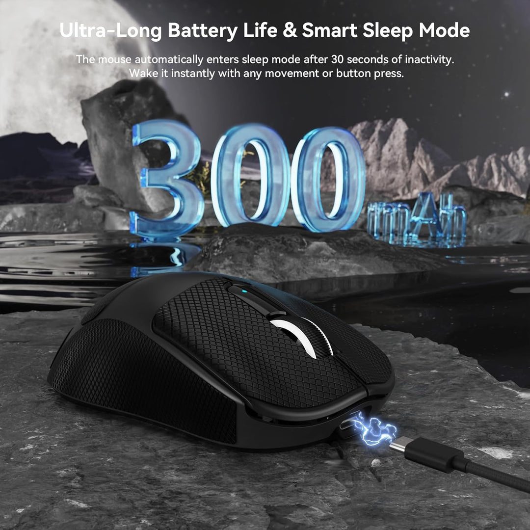 MAMBASNAKE M3 39g SUPERLEICHTE Kabellose Gaming-Maus mit Spiralkabel, PixArt PAW3395PRO-Sensor, Bis