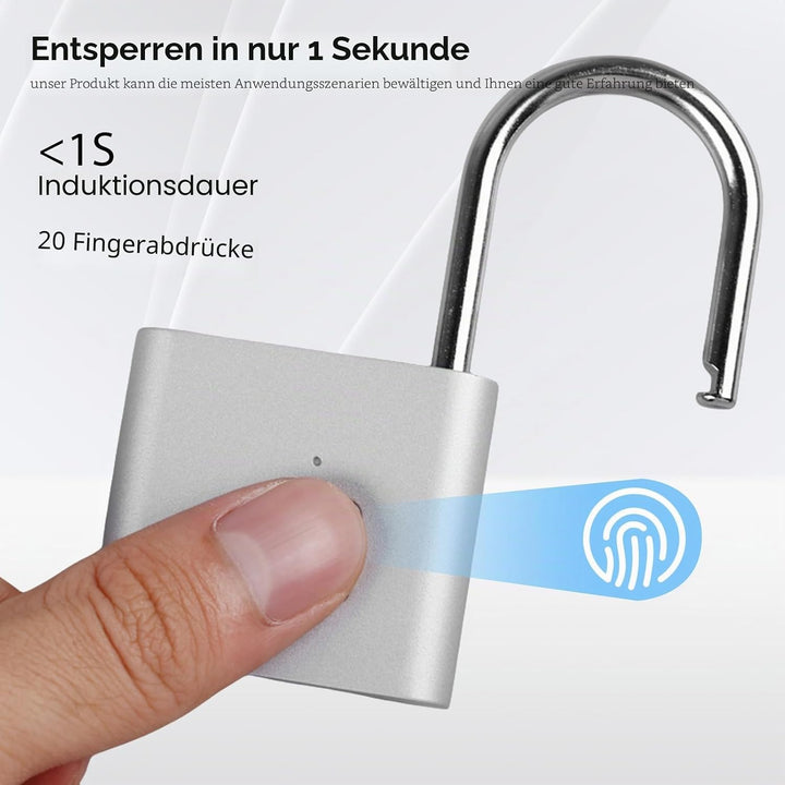 SPORWAY Fingerabdruck Schloss, USB-Aufladung Vorhängeschloss Schlüsselloses Schloss IP55 Wasserdicht