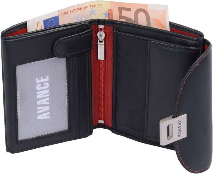 AVANCO Leder Damenbörse Damen Geldbörse Börse 22- (52A) Damen Portemonnaie Damen Geldbörsen Damen Ge