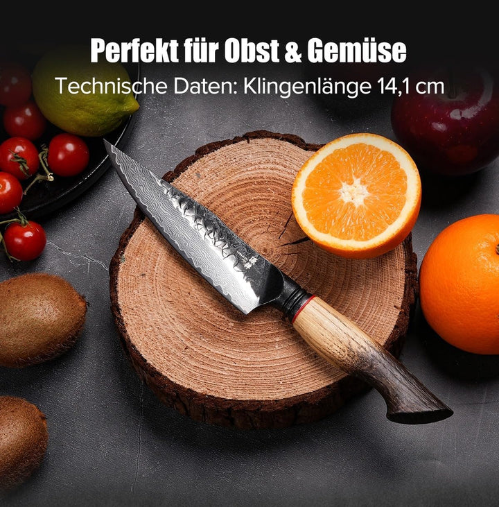 Okami Damastmesser Set (3-teilig) – Echter 67-Lagen-Damaststahl aus VG10 – Japanische Premium-Schmie