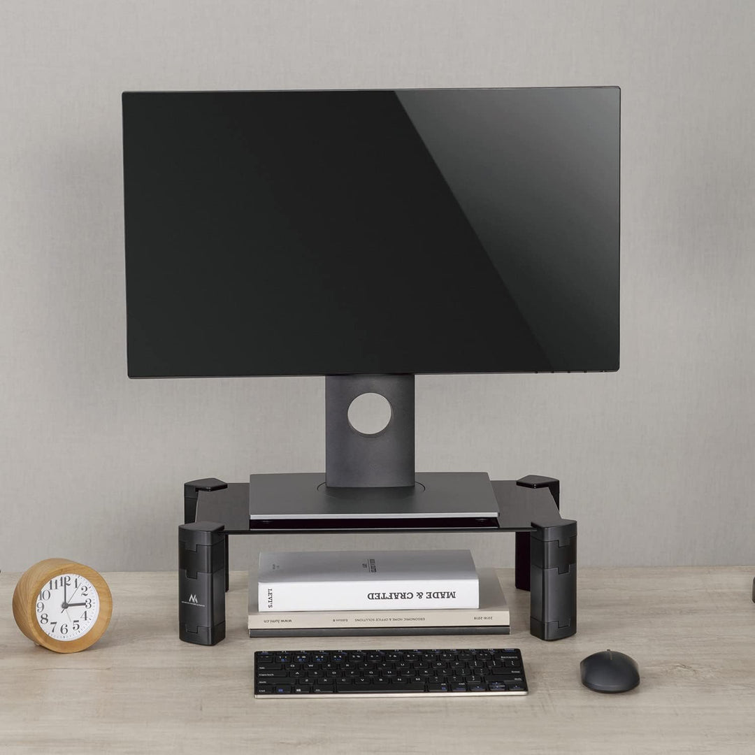 Maclean MC-934 Monitorständer Höhenverstellbarer Bildschirmständer Laptopständer Gehärtetes Glas Mon