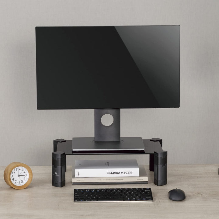 Maclean MC-934 Monitorständer Höhenverstellbarer Bildschirmständer Laptopständer Gehärtetes Glas Mon