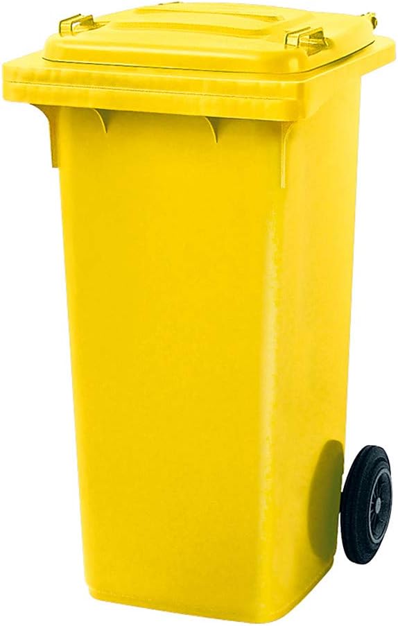 BRB 120 Liter Mülltonne gelb mit Halter für Müllsäcke, inkl. 250 Müllsäcke