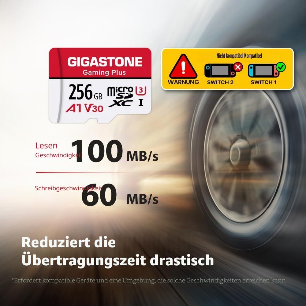 Gigastone 256GB Micro SDXC-Speicherkarte, Gaming Plus Serie, Lesegeschwindigkeit bis zu 100 MB/s, ko