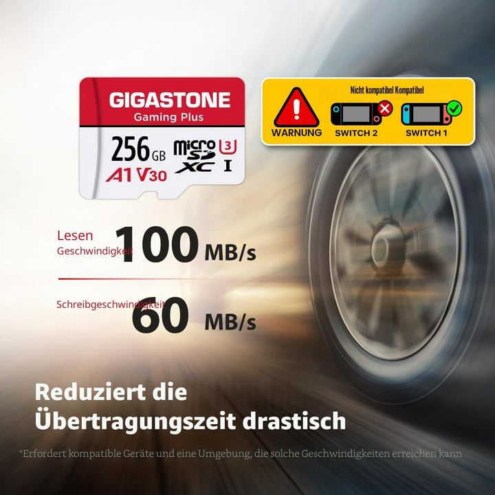 Gigastone 256GB Micro SDXC-Speicherkarte, Gaming Plus Serie, Lesegeschwindigkeit bis zu 100 MB/s, ko
