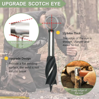 Handbohrer Bushcraft, Holzbohrer Outdoor Hand Schraubenschlüssel Scotch Eye Auger Manueller Bushcraf