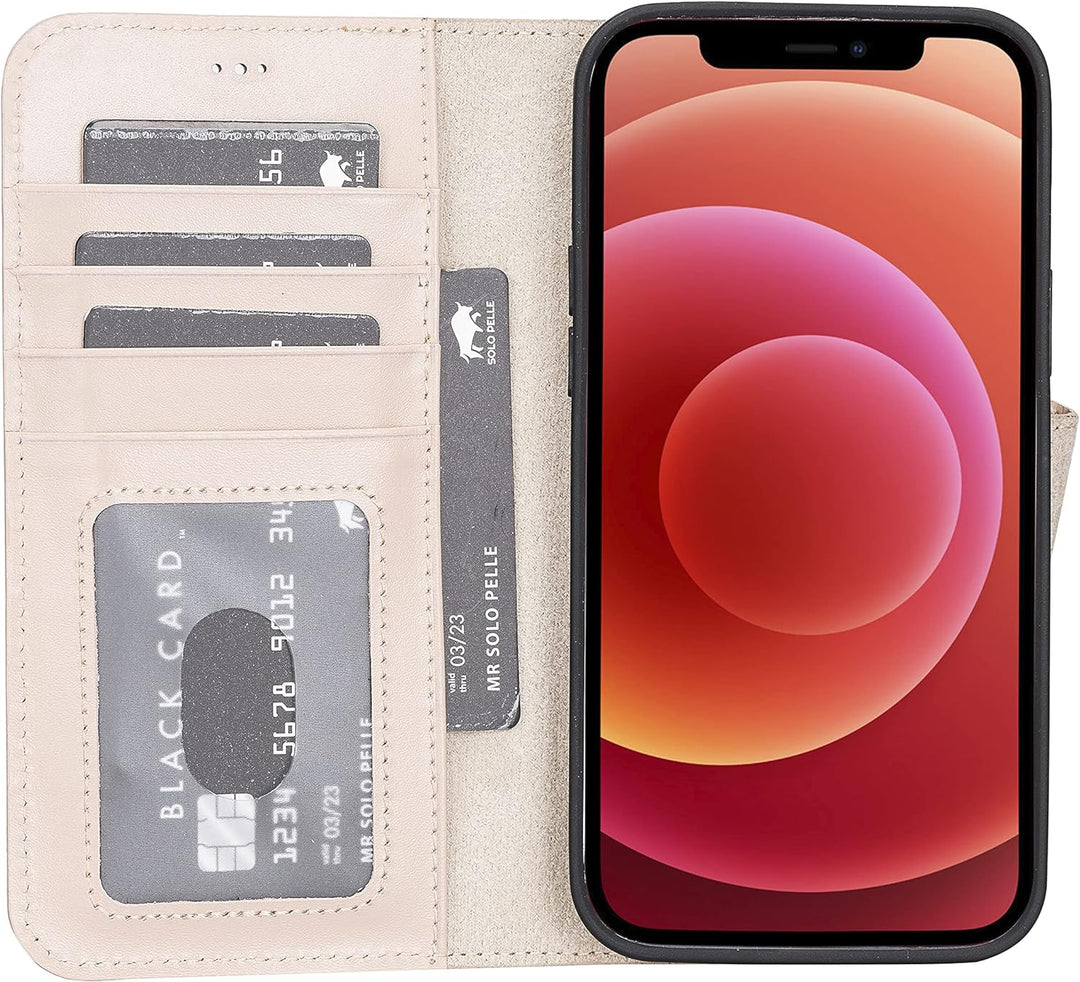 Solo Pelle Lederhülle kompatibel für iPhone 13 Pro Max in 6.7 Zoll abnehmbare Hülle (2in1) inkl. Kar
