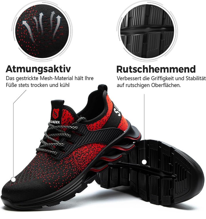SUADEX Sicherheitsschuhe Arbeitsschuhe Herren Damen Leicht Stahlkappenschuhe Atmungsaktiv mit Stahlk
