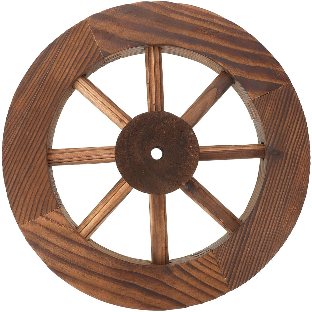 Happyyami Holz Wagenradwandkunst Alte Western Wagenrad Vintage Rustikaler Runder Holzwagen Wagen Wal