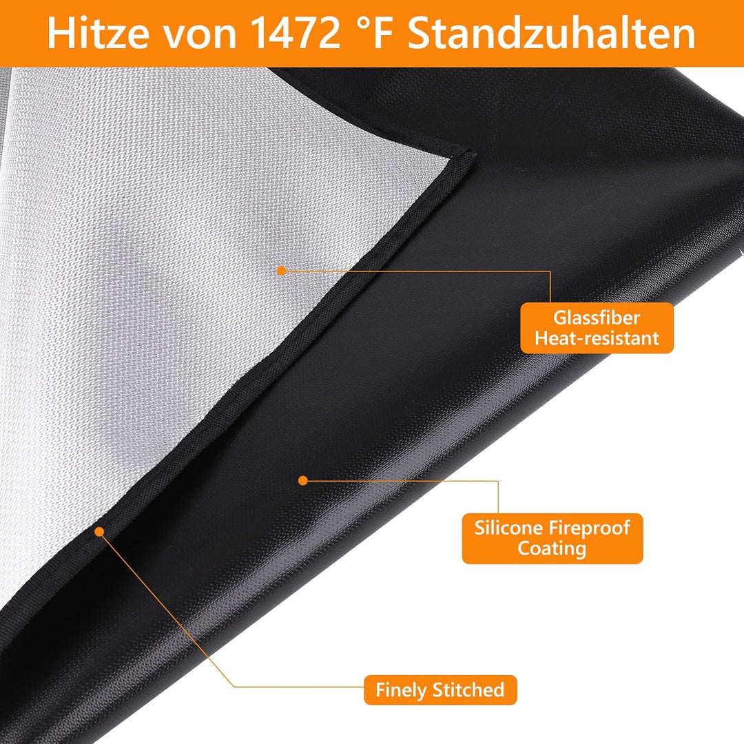 Digiroot Feuerfeste Unterlage 100×180cm, Faltbare Grillunterlage Bodenschutz, Silikon-Glasfaser Hitz