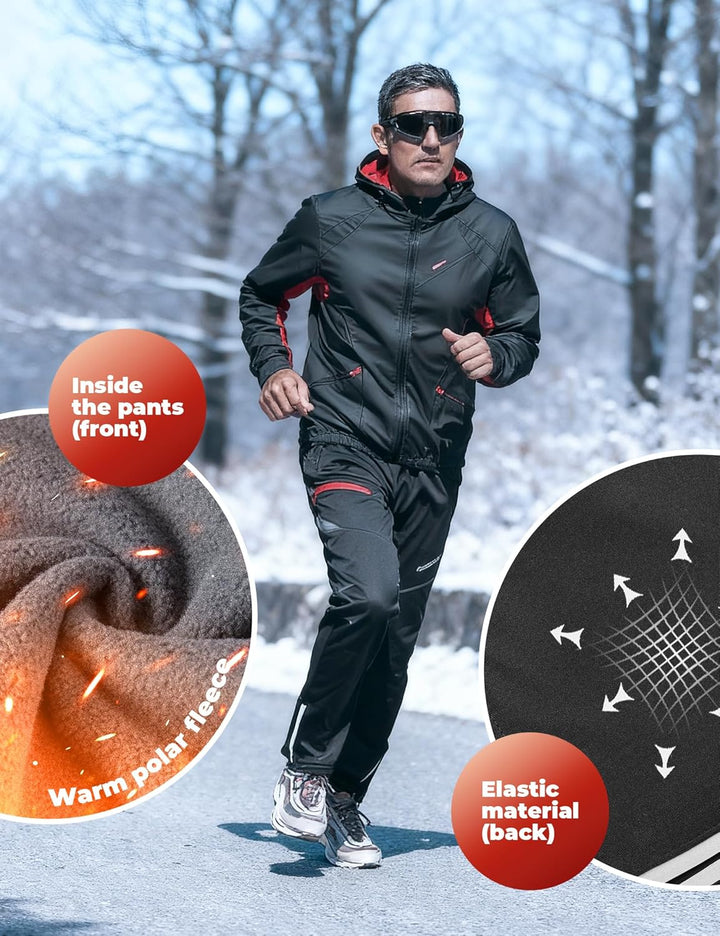 ROCKBROS Winter Jacke/Hose Fahrradbekleidung Herren Fahrrad Radjacke Lange Windjacke Radhose Freizei