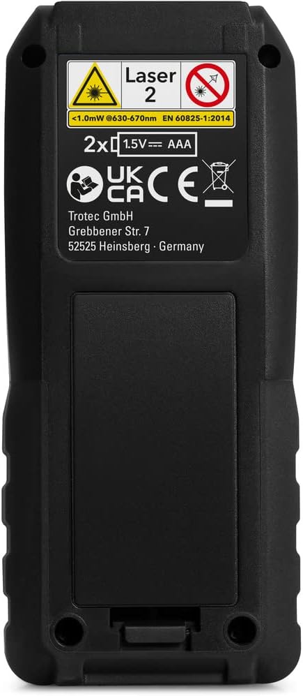 TROTEC Laser-Entfernungsmesser TD120 | Distanzmessungen Reichweite 120 m, Pythagoras-Funktionen, 99