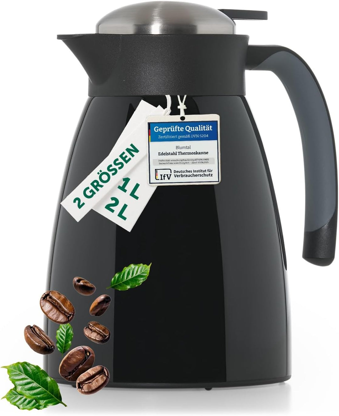 Blumtal Thermoskanne 1l - BPA-freie Teekanne mit Quick Tip Verschluss - auslaufsichere Kaffeekanne t