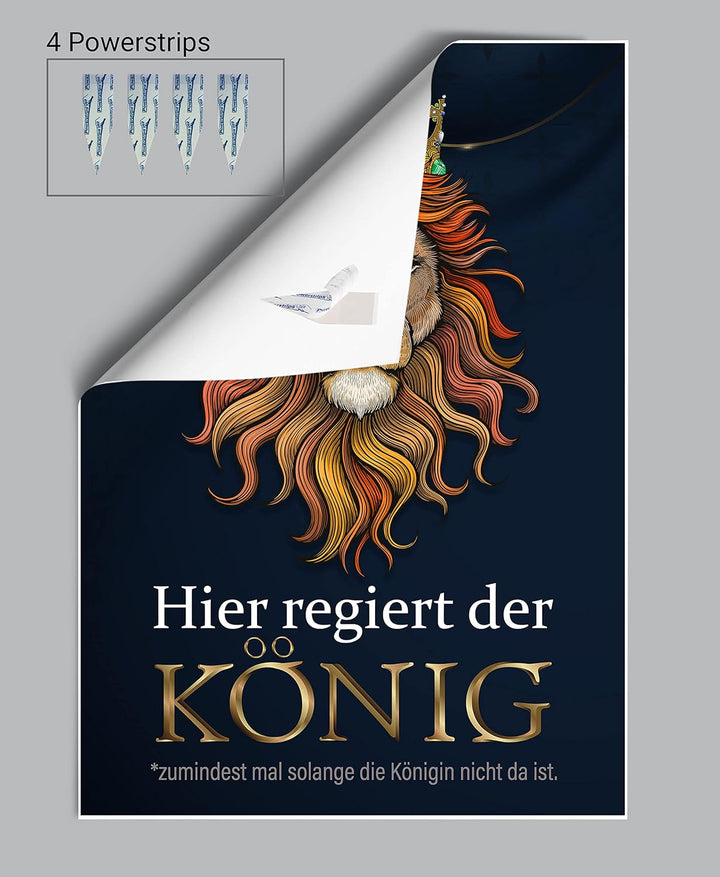 wandmotiv24 Poster als Wanddeko, Grösse Din A1, Hier regiert der König, Löwe, Königin, Afrika, Tiere