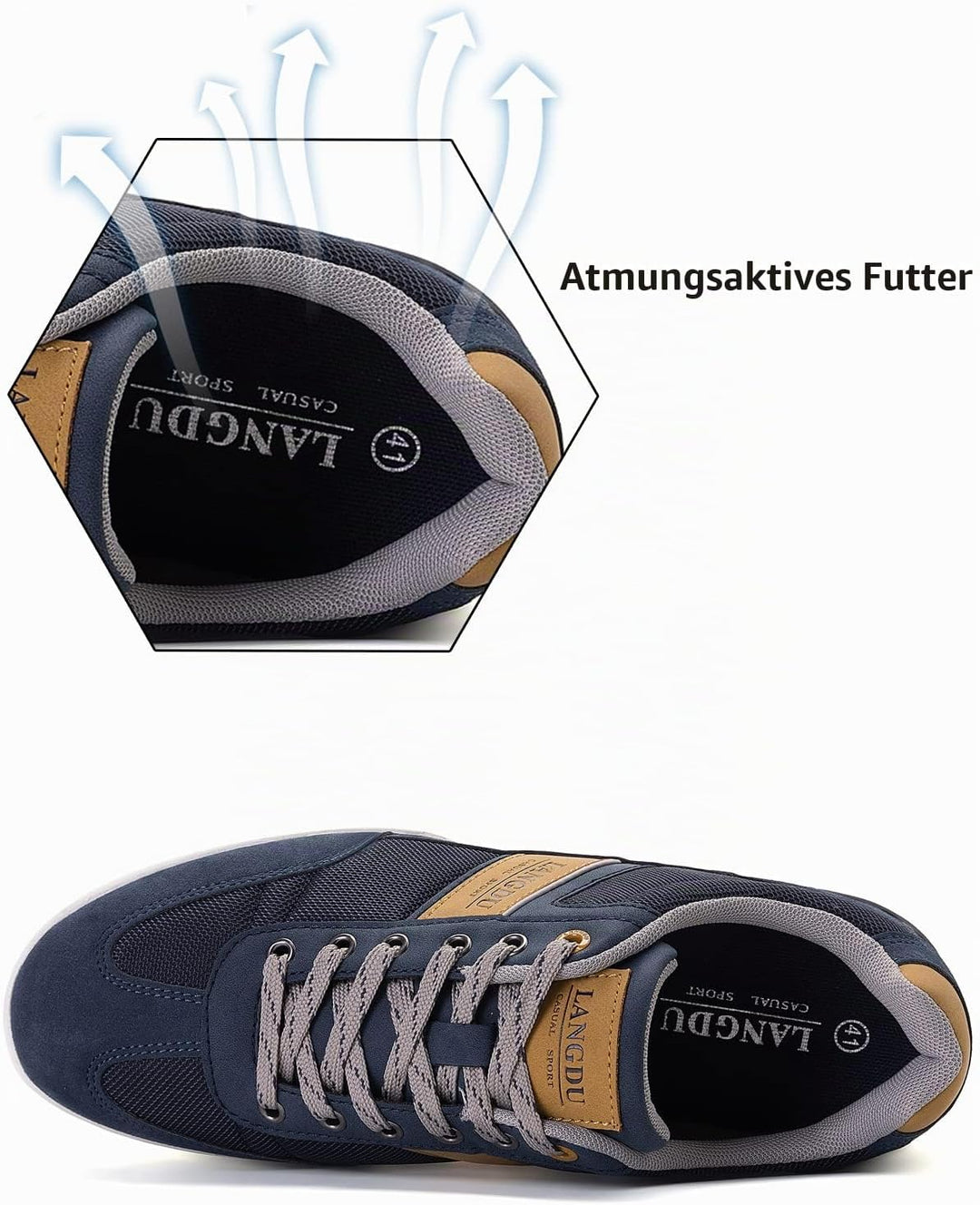 LANGDU Freizeitschuhe Herren Schuhe Sneaker Atmungsaktive 41-46 | Bequem,Leichtgewicht,Rutschfeste S