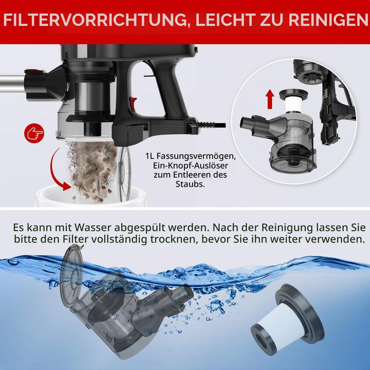 Staubsauger,20KPa/500W,Kabelstaubsauger,Staubsauger mit 5 Kabel,Handstaubsauger für Harte Böden/Tier