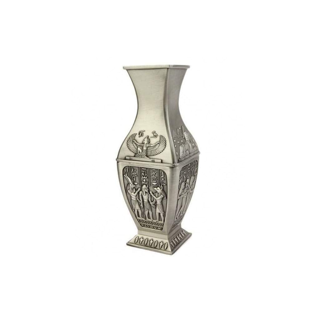 lachineuse - Ägyptische Vase, 18 cm – Stahl, Farbe Silber – Deko-Artikel Ägypten Antike – Anubis, Ho