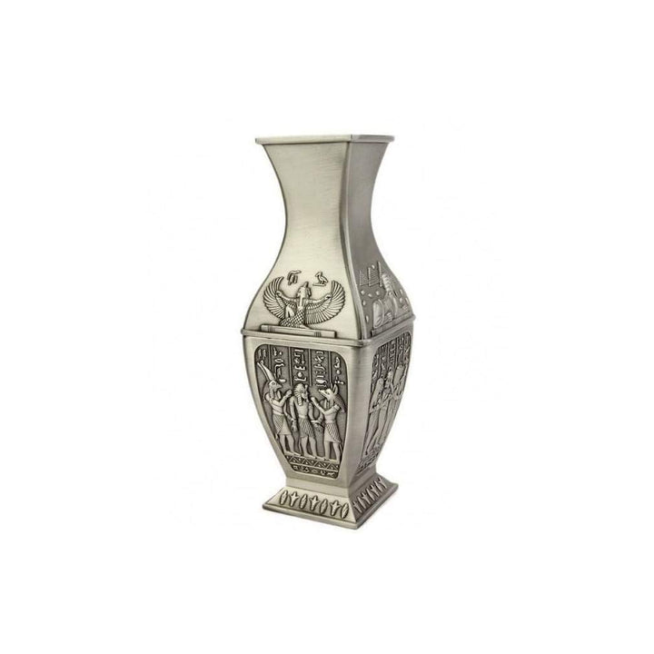 lachineuse - Ägyptische Vase, 18 cm – Stahl, Farbe Silber – Deko-Artikel Ägypten Antike – Anubis, Ho