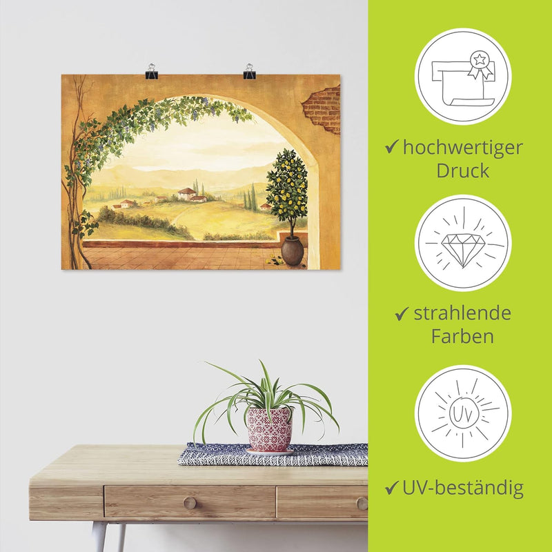 ARTland Poster Kunstdruck Wandposter Bild ohne Rahmen 100x70 cm Fensterblick Fenster Toskana Landsch