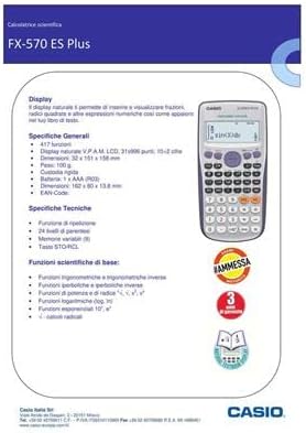 Casio Fx-570Es Plus 2 Wissenschaftlicher Taschenrechner mit 417 Funktionen, Schwarz