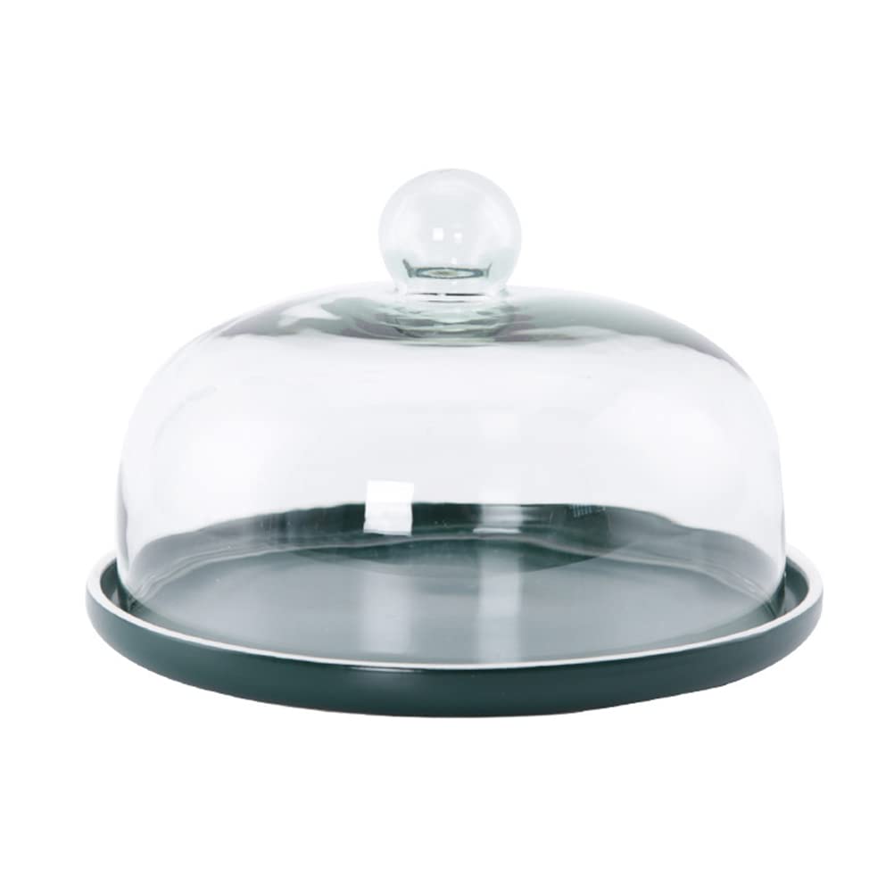 Yardwe Kuchen Glocke mit Keramik Kuchenständer Transparent Glasglocke Käseglocke Käse Torten Kuchen