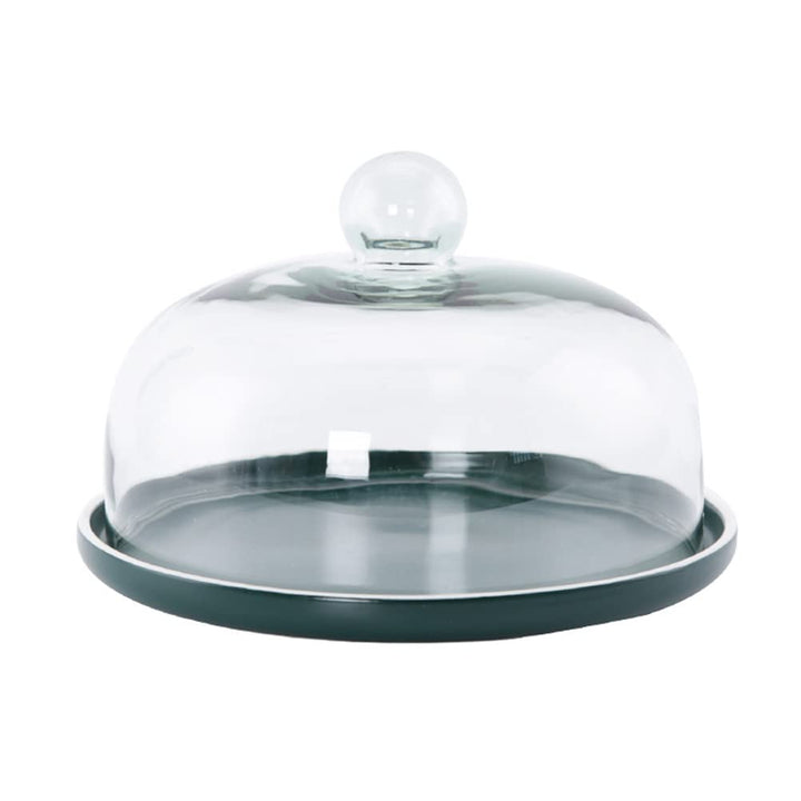 Yardwe Kuchen Glocke mit Keramik Kuchenständer Transparent Glasglocke Käseglocke Käse Torten Kuchen