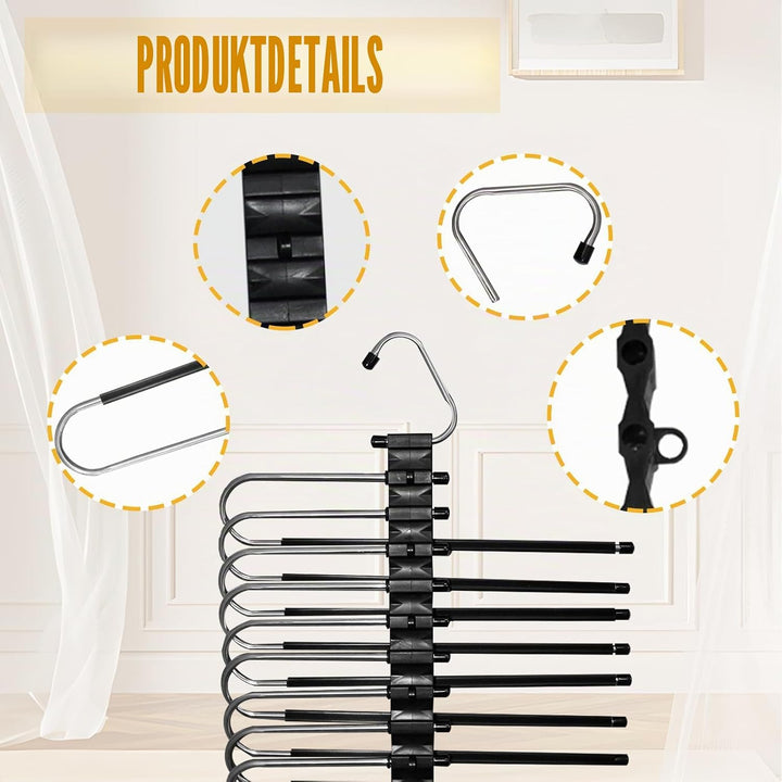 2 Stück 9 Lagen Faltbare Kleiderbügel platzsparende Hosenbügel Multifunktionale Hosenablage Kleiderb