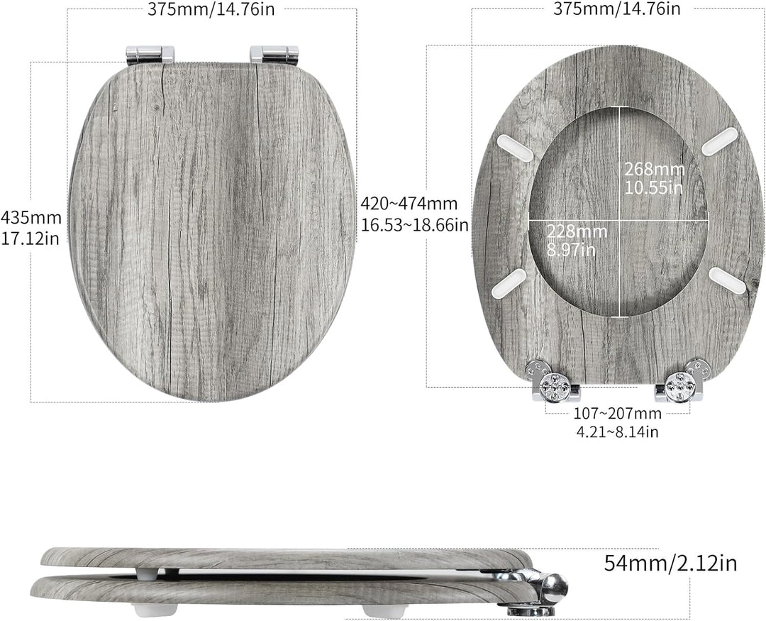 WC Sitz mit Absenkautomatik, hochwertiger Toilettendeckel aus MDF Holz, Einfache Montage Stabiler Kl