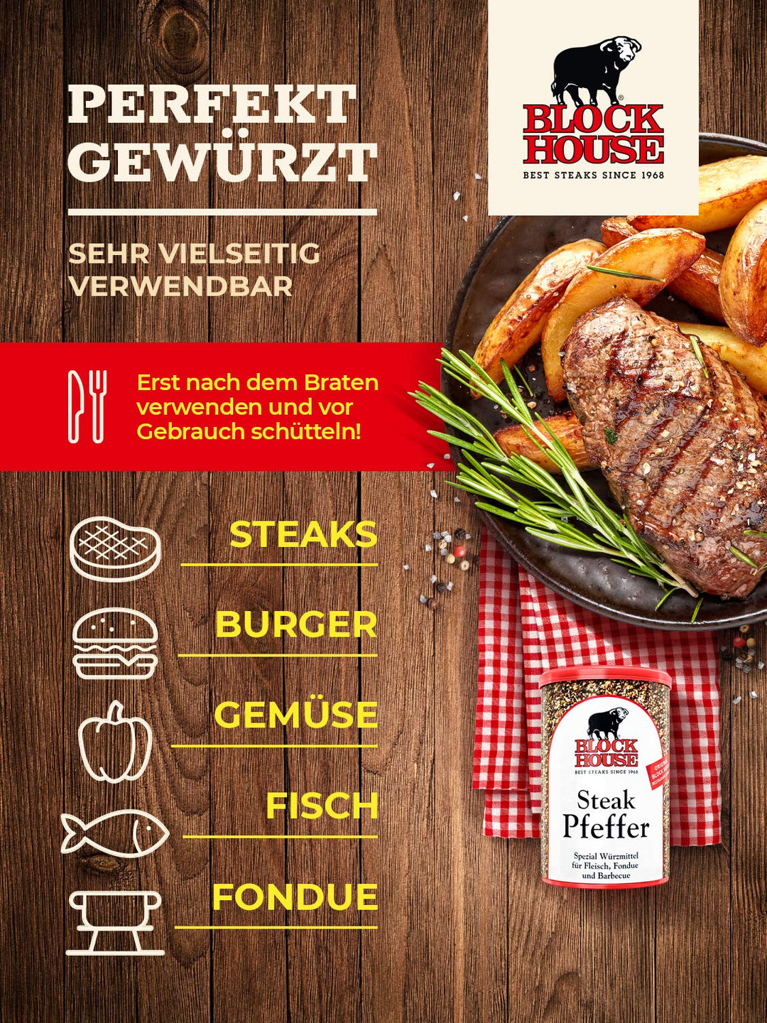Block House Steak Pfeffer, Dose 12 x 200 g Gastropack 2.4 kg (1er Pack), 2.4 kg (1er Pack)