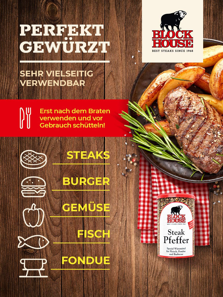 Block House Steak Pfeffer, Dose 12 x 200 g Gastropack 2.4 kg (1er Pack), 2.4 kg (1er Pack)