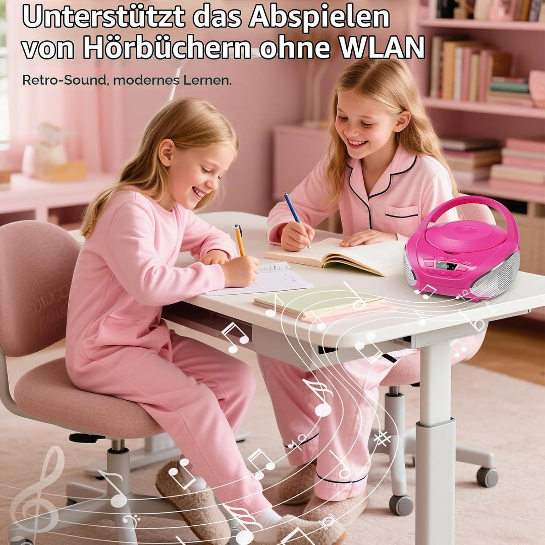 Gueray CD Player Tragbar Boombox Radio mit CD-Player CD Spieler mit Lautsprecher Display Unterstützu
