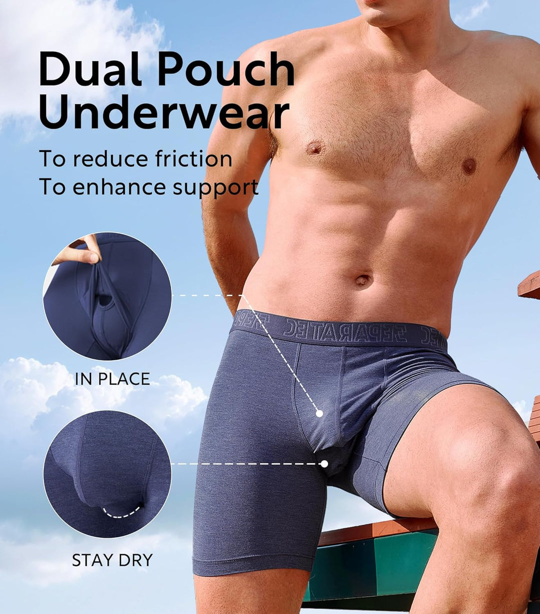 Separatec Herren Boxershorts 4er Pack Doppelbeutel Dual Pouch, Bambus Unterhosen Männer, Stretcken H