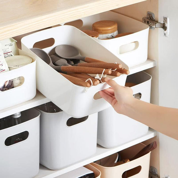 10 Stück Aufbewahrungsbox Kunststoff Aufbewahrungskorb Küchenschrank Organizer mit Griffen Korb Aufb