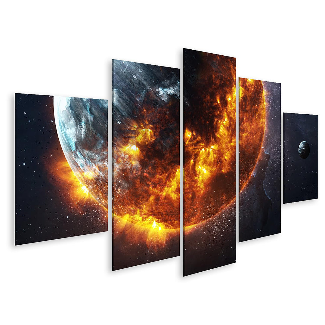 islandburner Bild auf Leinwand Weltall Feuer Planeten Explodiert Bilder Wandbilder Poster Leinwand 1