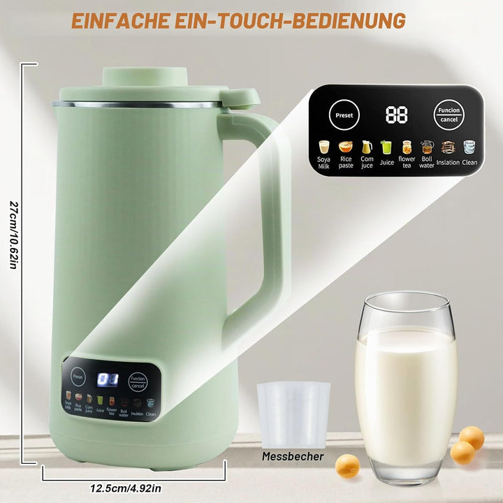 Sojamilch Hersteller, 600ml Entsafter Sojamilch Maschine mit 10 Klingen Hafermilch Maschine mit Verz