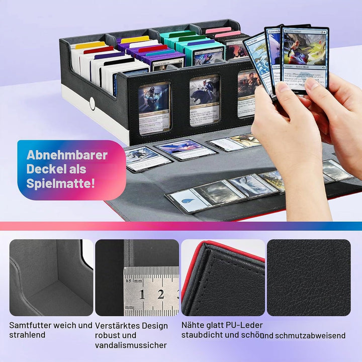 Sammelkarten Aufbewahrungsbox mit Commander Display; 2400+ Deck Box für MTG mit abnehmbarem Deckel;
